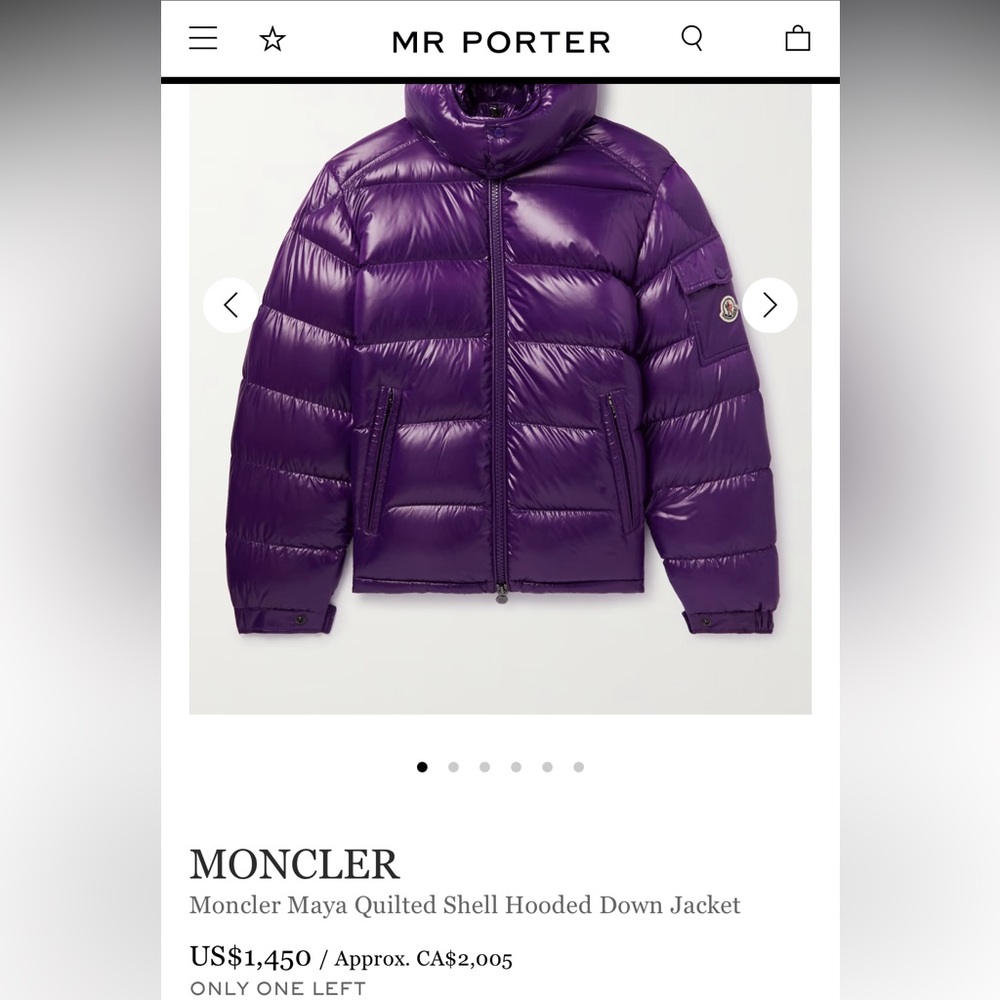 Moncler Shiny Purple Down Jacket